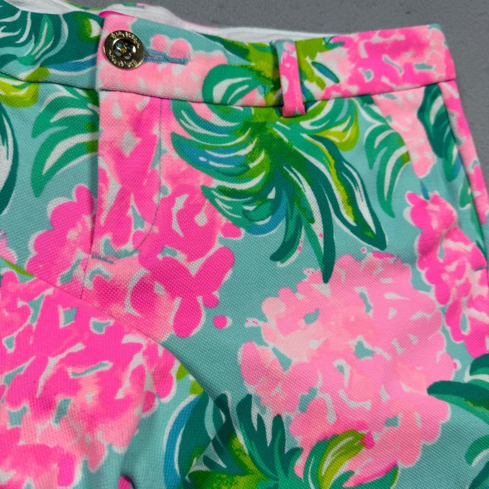 Lilly Pulitzer Callahan Shorts Blue Pink Green Floral Pineapple Print Womens 6